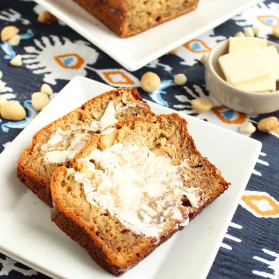 White Chocolate Macadamia Banana Bread