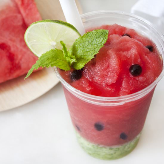 Watermelon Slushie with Boba