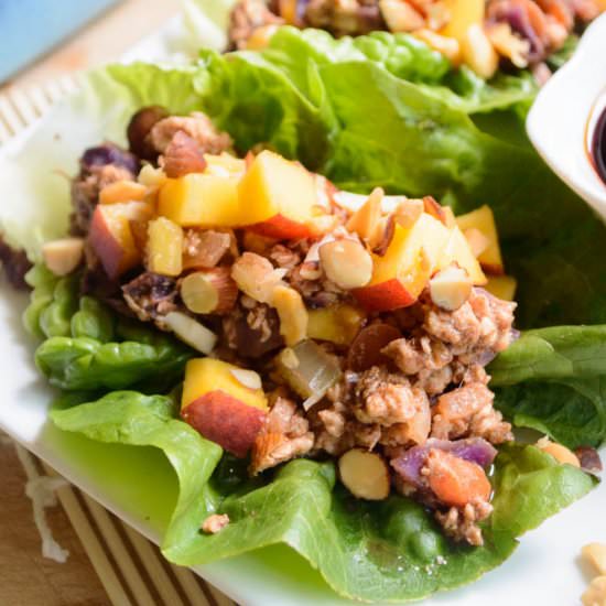 Sweet Peach Sesame Chicken Cups