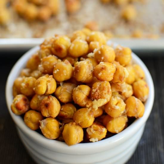 Olive Oil Parmesan Crispy Chickpeas