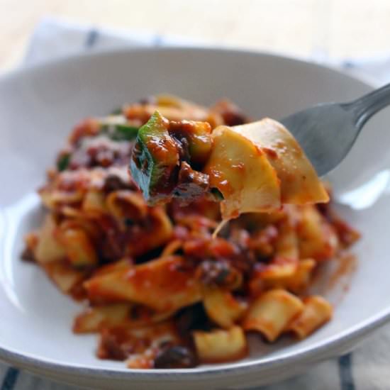 Zucchini and Mushroom Pappardelle