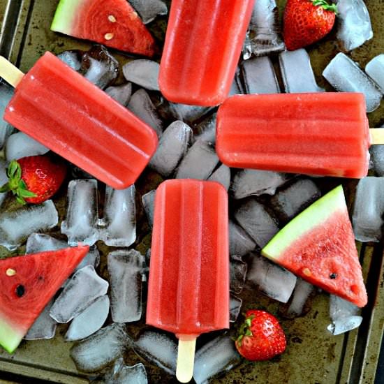 Watermelon Strawberry Popsicles