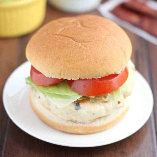 Skinny BBQ Bacon Chicken Burgers