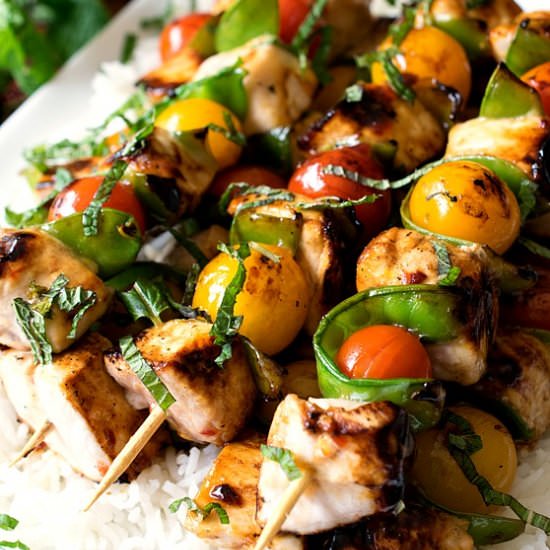 Lemon Glazed Swordfish Skewers