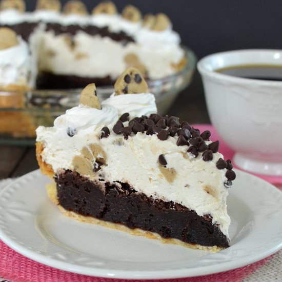 Cookie Dough Cheesecake Brownie Pie