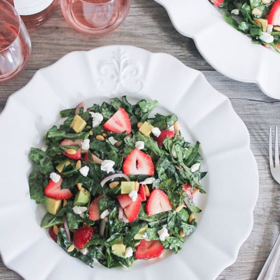 Kale Salad w/Strawberries + Avocado