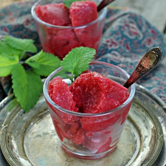 Strawberry Sorbet with Wine