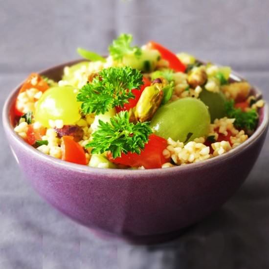 Grape, Pistachio and Bulgur Salad