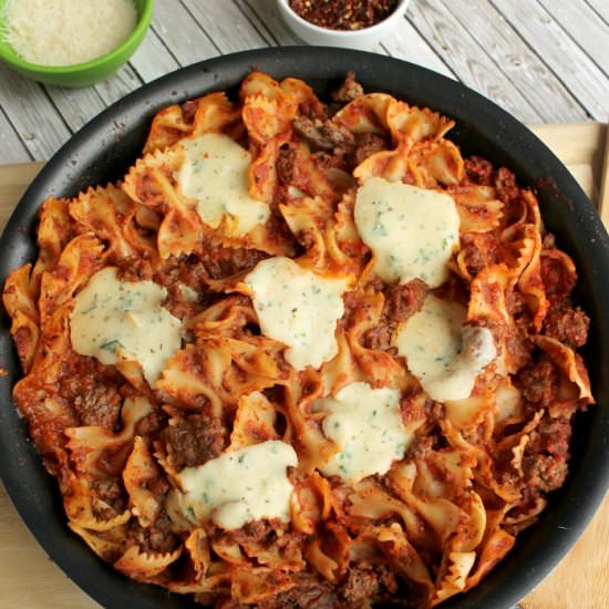 Skillet Lasagna w Ricotta Dumplings