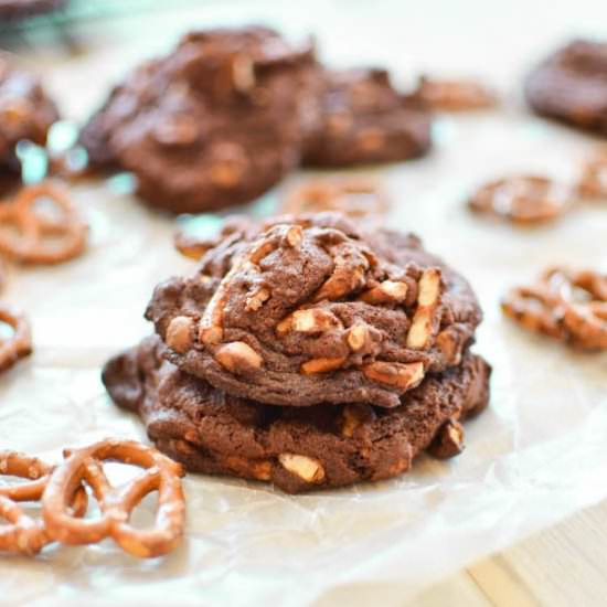 Loaded Chocolate PB Pretzel Cookies