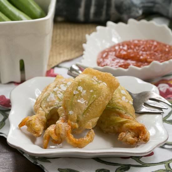 Shrimp Filled Zucchini Blossoms