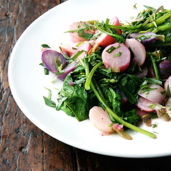Pan-Braised Radishes and Greens