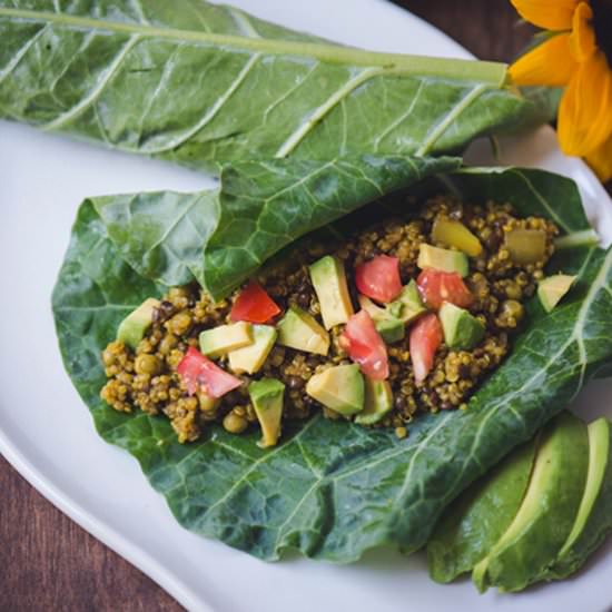 Collard Wrap, Curry Quinoa & Lentil