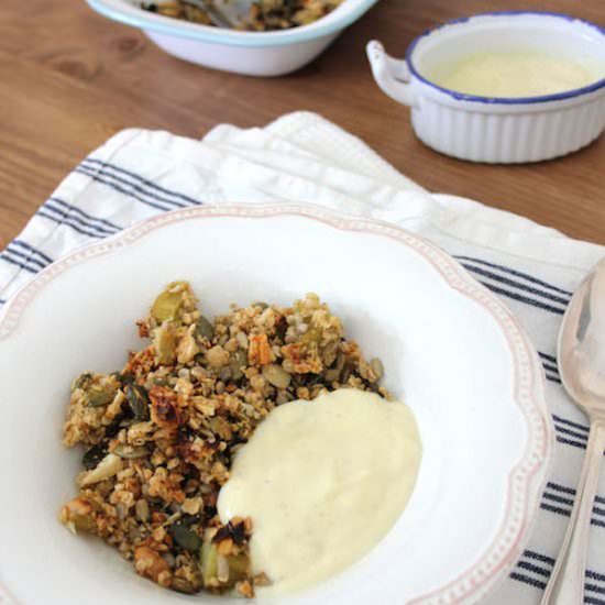 Vanilla Rhubarb Granola Crumble