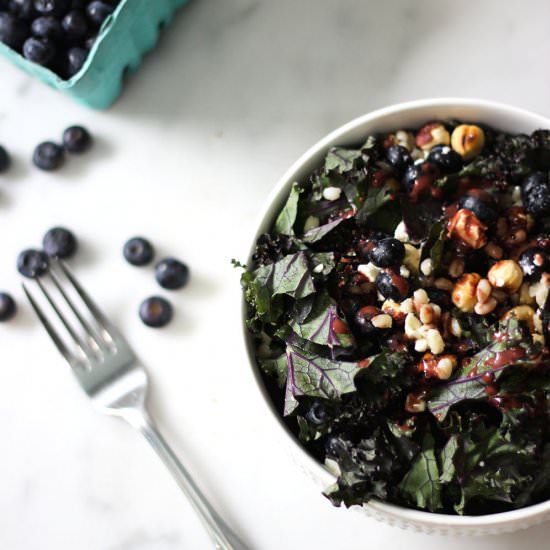 Blueberry Hazelnut Feta Kale Salad