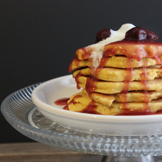 Corn-Goat Cheese Cakes with Compote