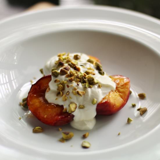 Baked Peaches with Rosewater Yogurt