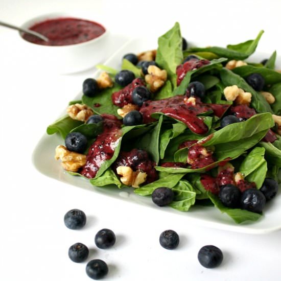 Blueberry-Basil Dressing on Spinach
