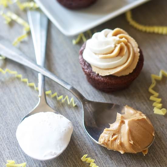Fluffernutter Brownie Cupcakes