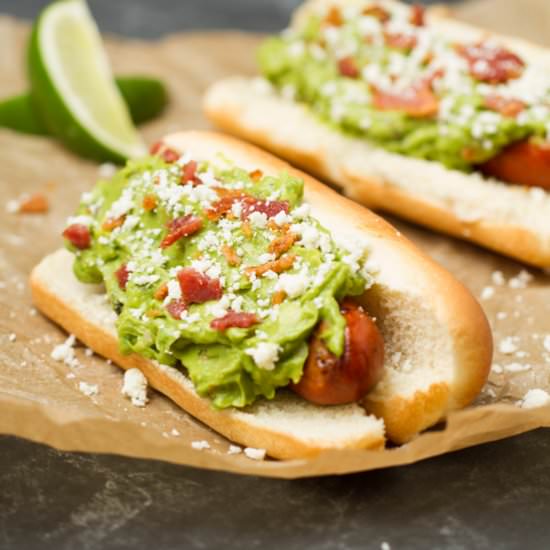 Spicy Bacon Guacamole Dogs