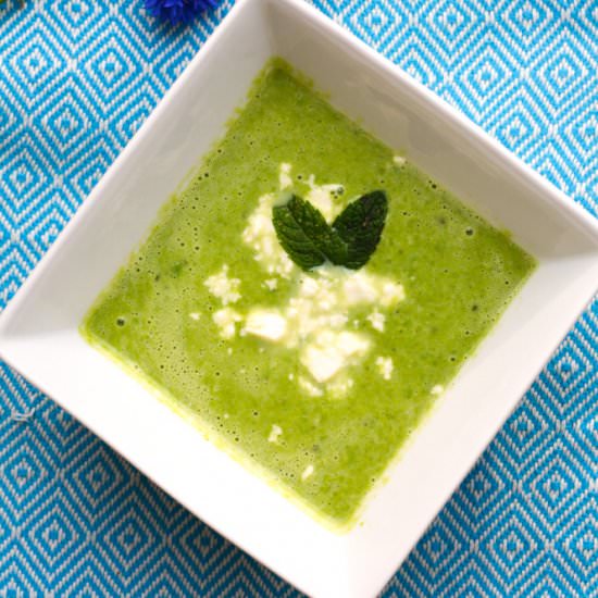 Pea, Mint and Feta Soup
