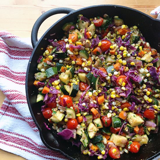 Skillet Corn Salad with Basil Oil