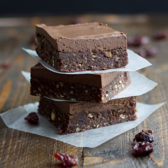 Iced chocolate cherry brownies