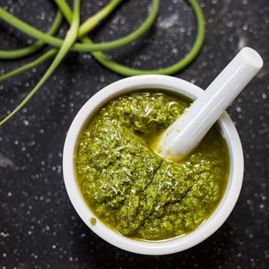 Wild Mint and Garlic Scape Pesto