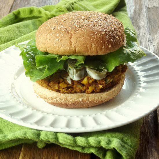 Cauliflower Chickpea Masala Burgers