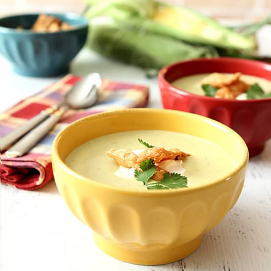 Roasted Poblano Pepper & Corn Soup