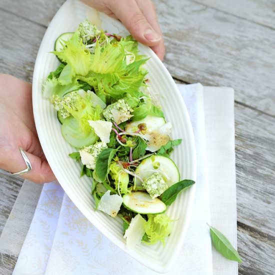 Zucchini Salad with Basil and Tofu