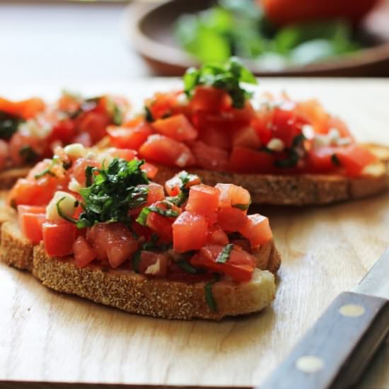 Tomato, Basil and Feta Bruschetta