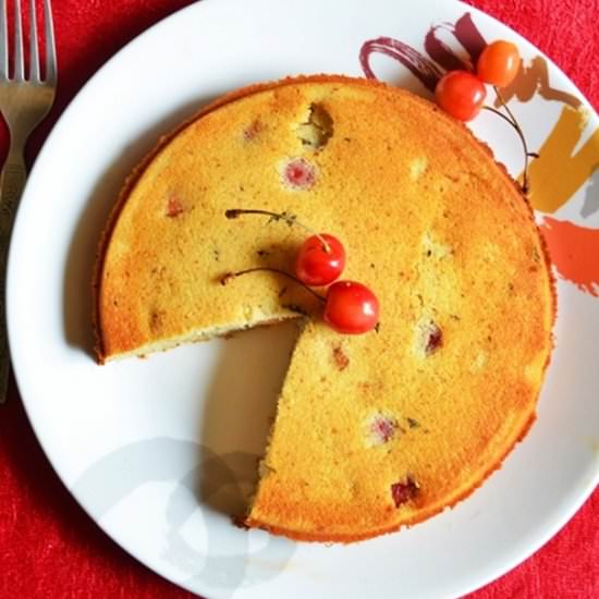 Eggless Cherry Almond Cake Recipe