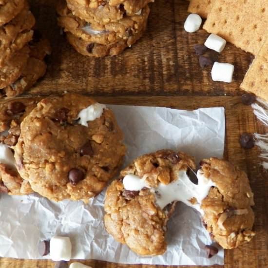 S’mores Stuffed Cookies with Coconut