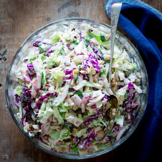 Creamy Blue Cheese Walnut Coleslaw