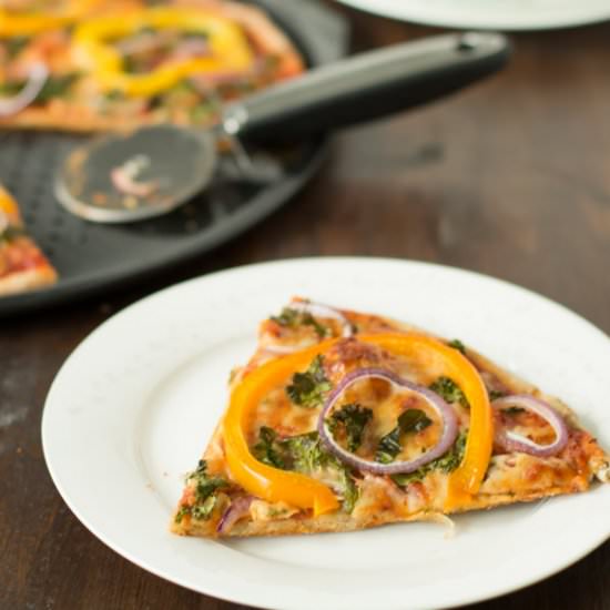 Kale, Peppers, Red Onions Pizza
