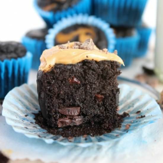 Flourless Double Choc PB Muffins