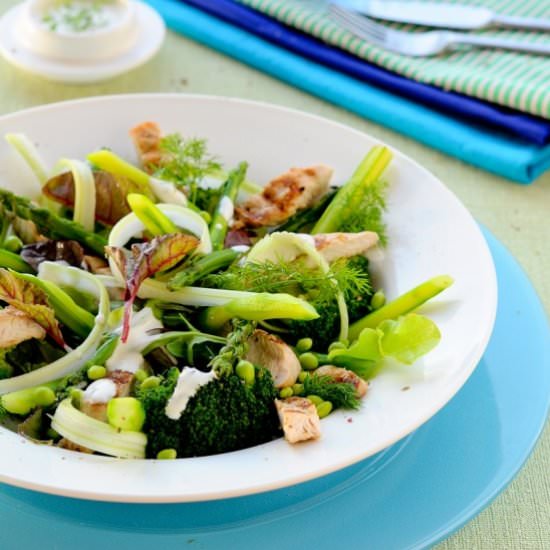 Turkey and Green Vegetables Salad