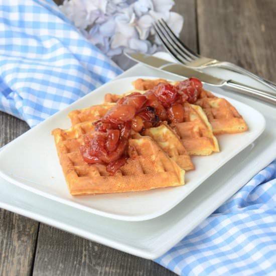 Buttermilk Waffles, Cherry Compote