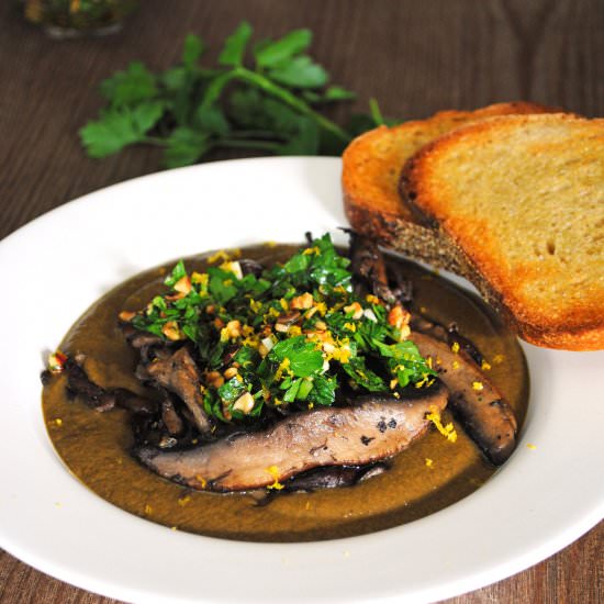 Mushroom Soup w/ Hazelnut Gremolata