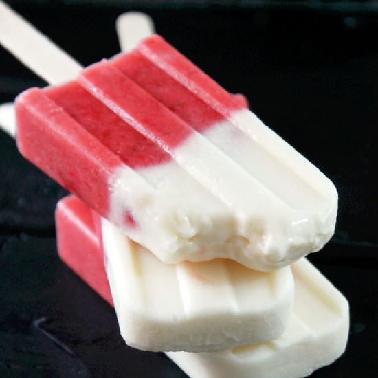 Strawberry Honey Yogurt Popsicles