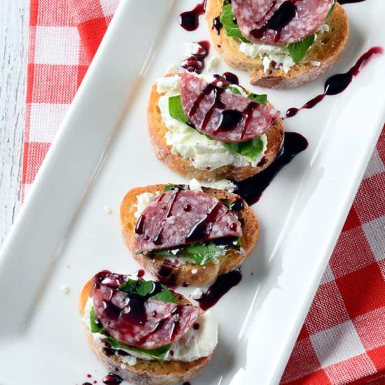 Salami & Goat Cheese Crostini
