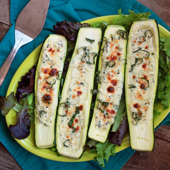 White Pizza Stuffed Zucchini Boats