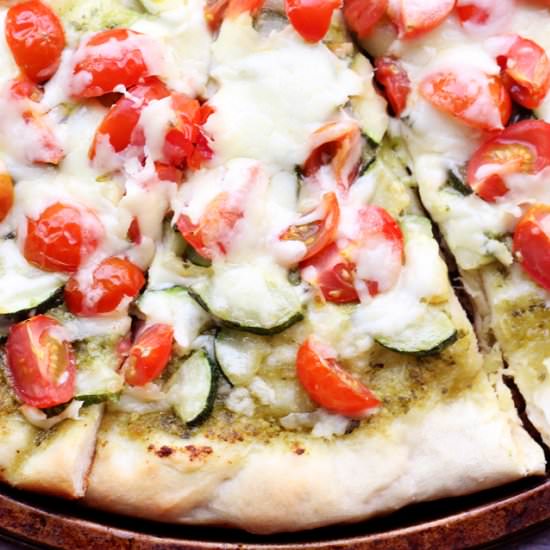 Cherry tomato, zucchini, and pesto