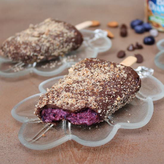 Chocolate Dipped Blueberry Popsicles