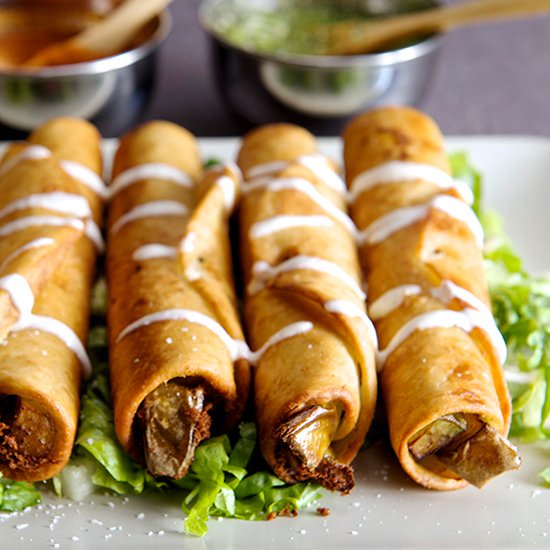 Cheesy Eggplant Flautas
