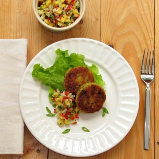 Wasabie Crab Cakes with Mango Salsa