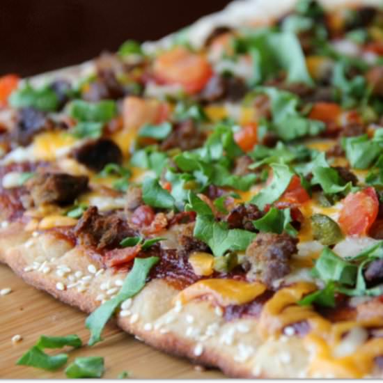 Spicy Cheeseburger Grilled Pizza