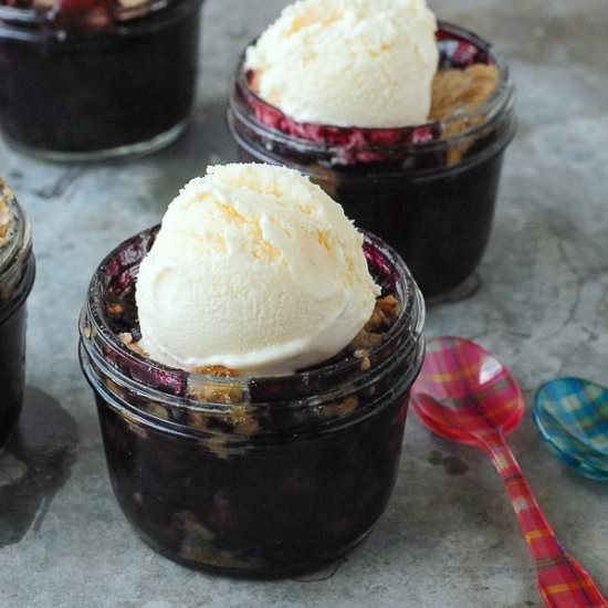 Blueberry Mint Crumble in jars