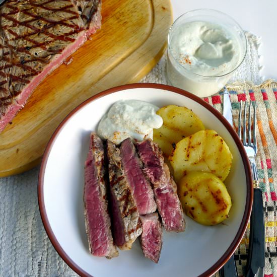 Grilled Steak & Blue Cheese Sauce
